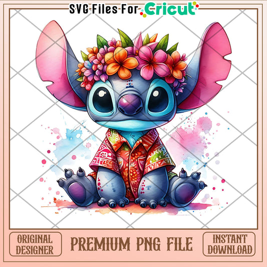 Stitch PNG Floral Aloha Shirt Design