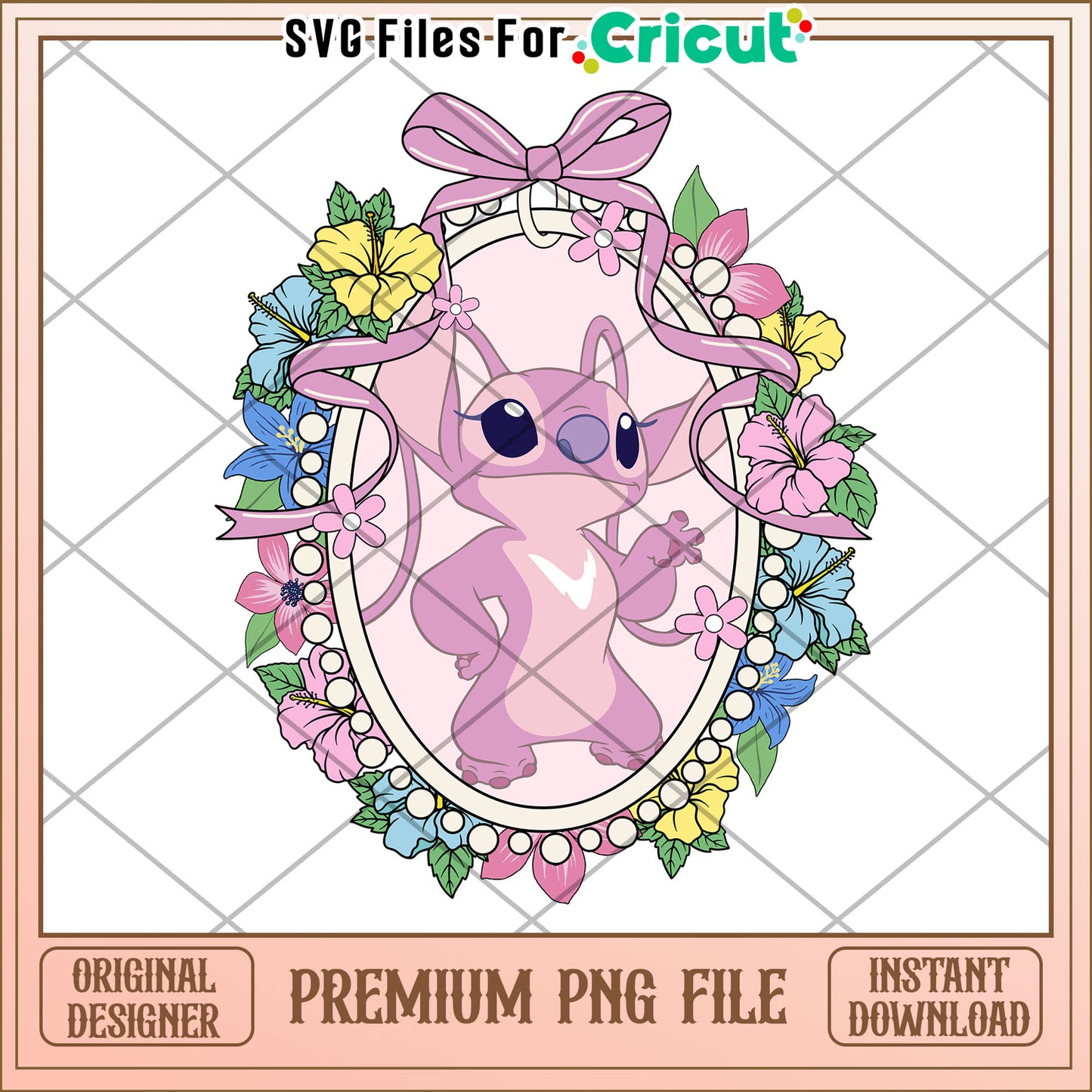 Stitch PNG Floral Frame Sublimation