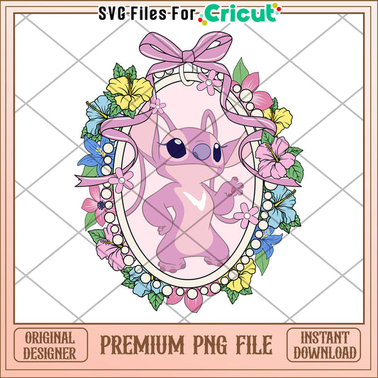 Stitch PNG Floral Frame Sublimation