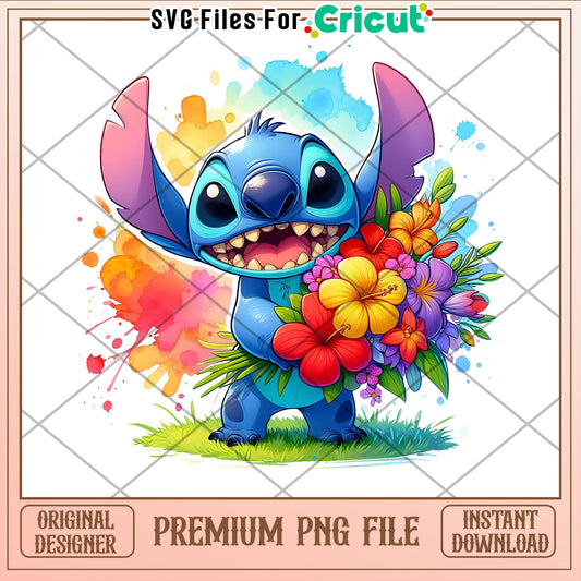 Stitch PNG Flowers Watercolor Cricut