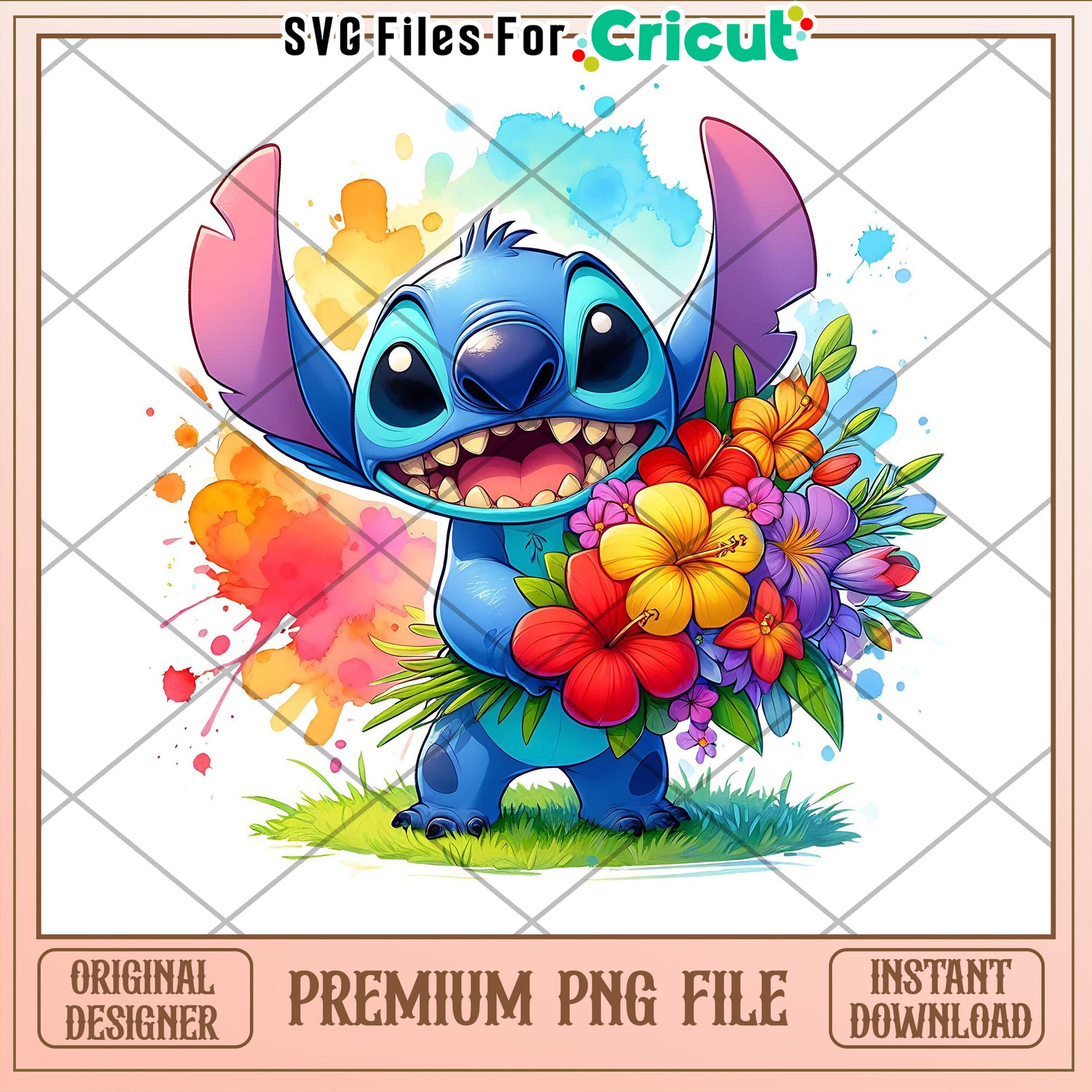 Stitch PNG Flowers Watercolor Cricut