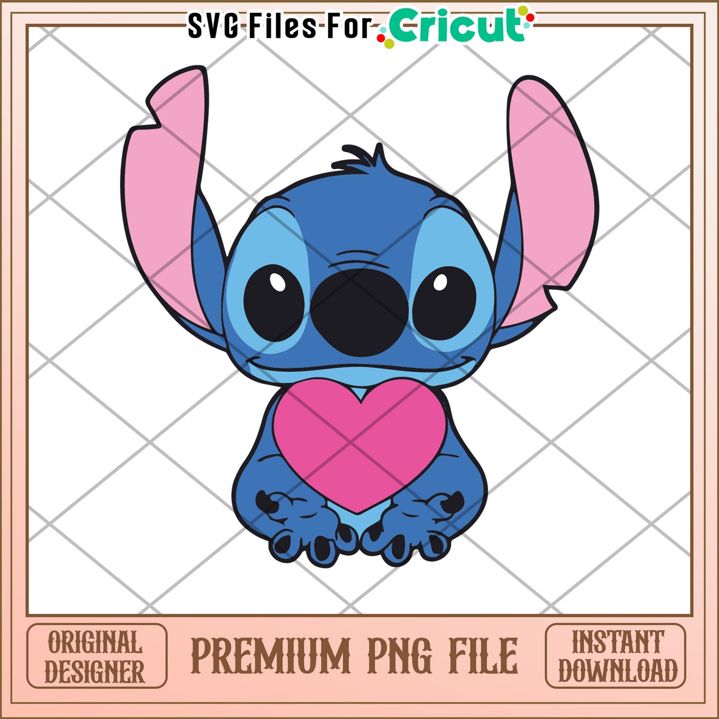 Stitch PNG Heart Holding Cute Design