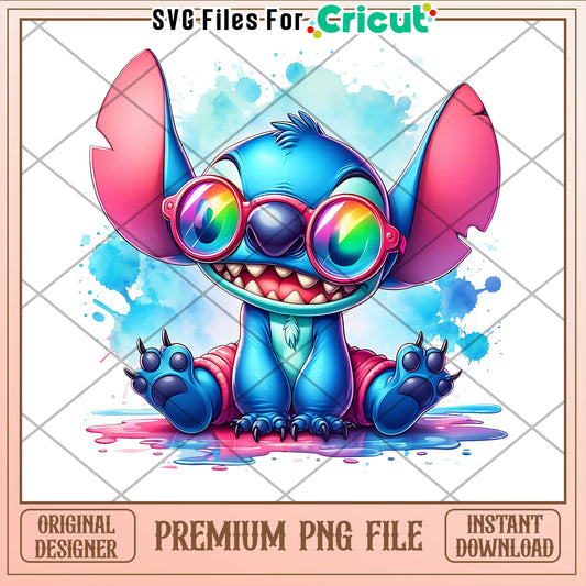 Stitch PNG Rainbow Glasses Cute Sublimation