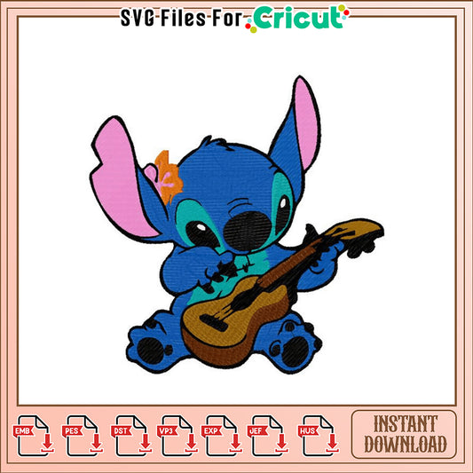 Stitch Plays Ukulele Embroidery Design