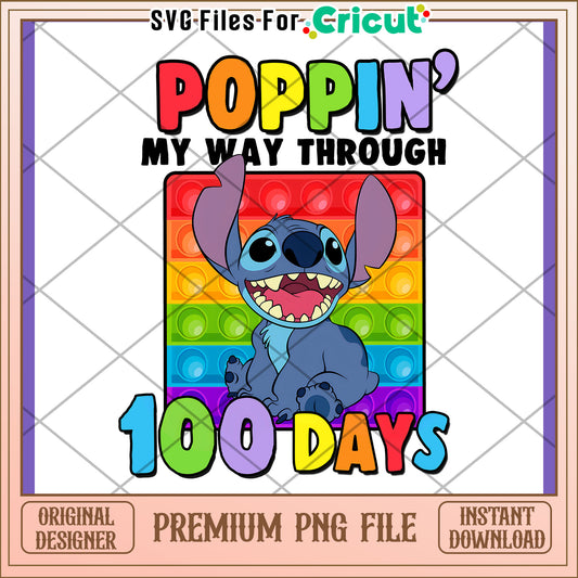 Stitch Popit 100 Days PNG