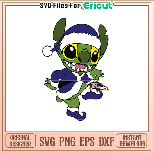 Stitch Ravens Christmas SVG Design