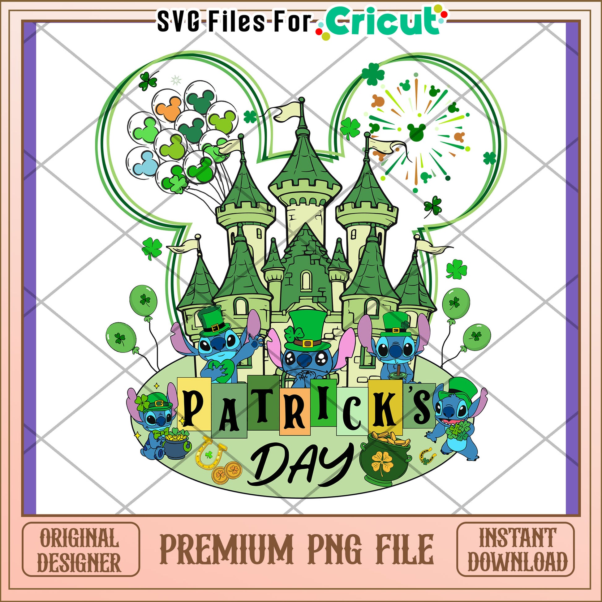 Stitch St Patricks Day PNG Castle Design
