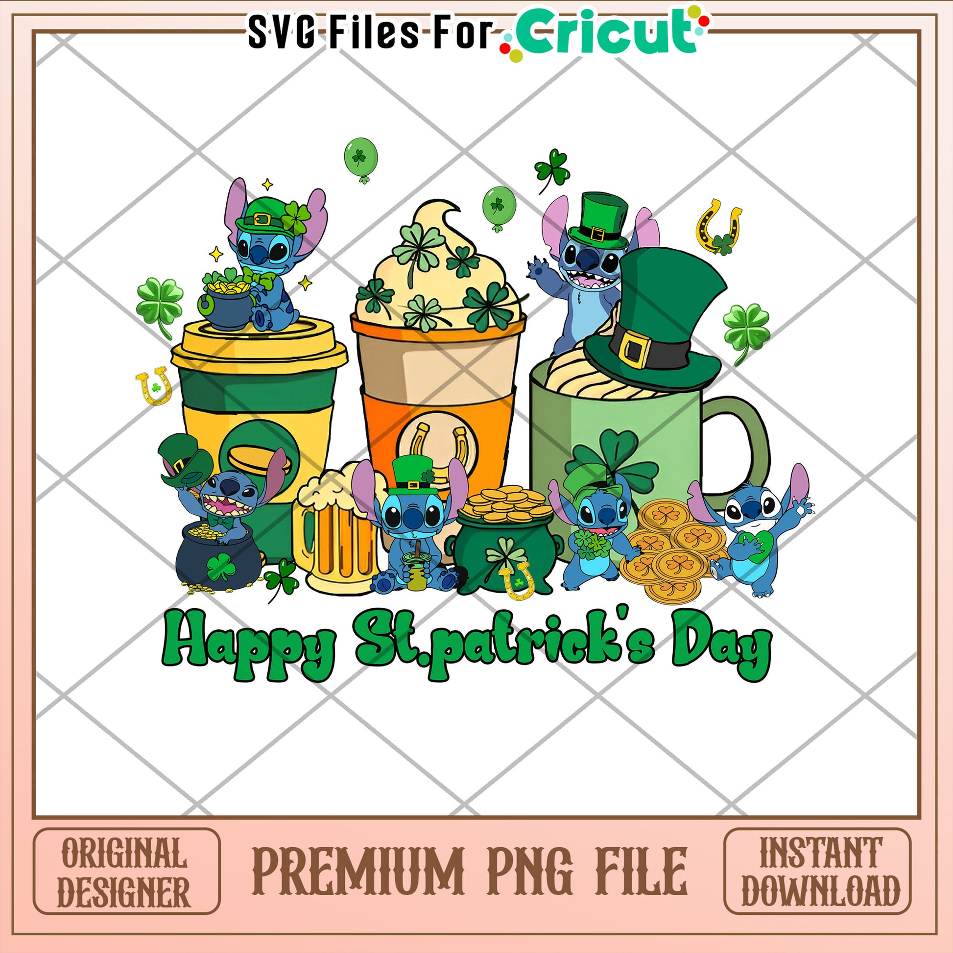 Stitch St Patricks Day PNG Instant Download