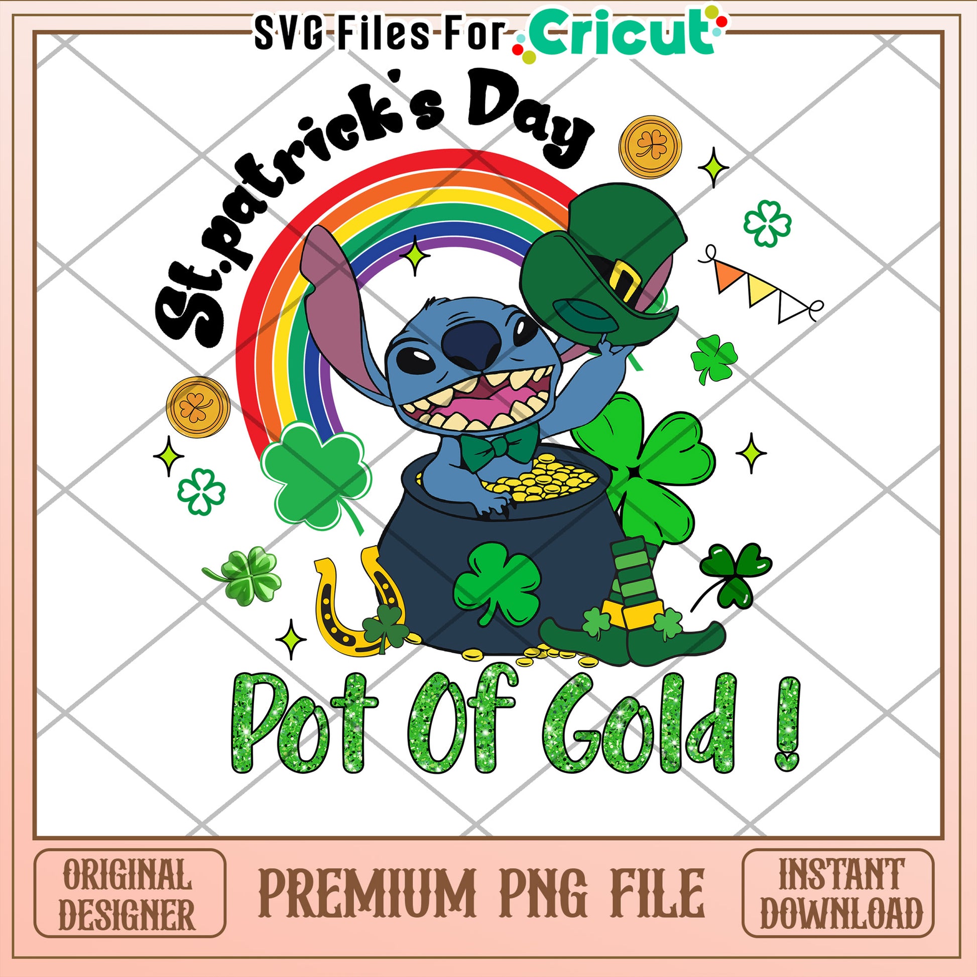 Stitch St Patricks Day PNG Pot Gold