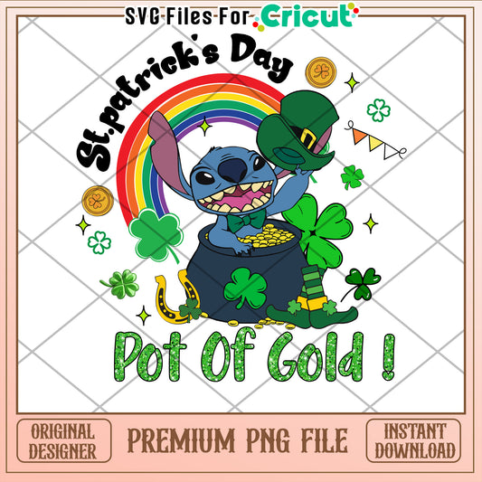 Stitch St Patricks Day PNG Pot Gold