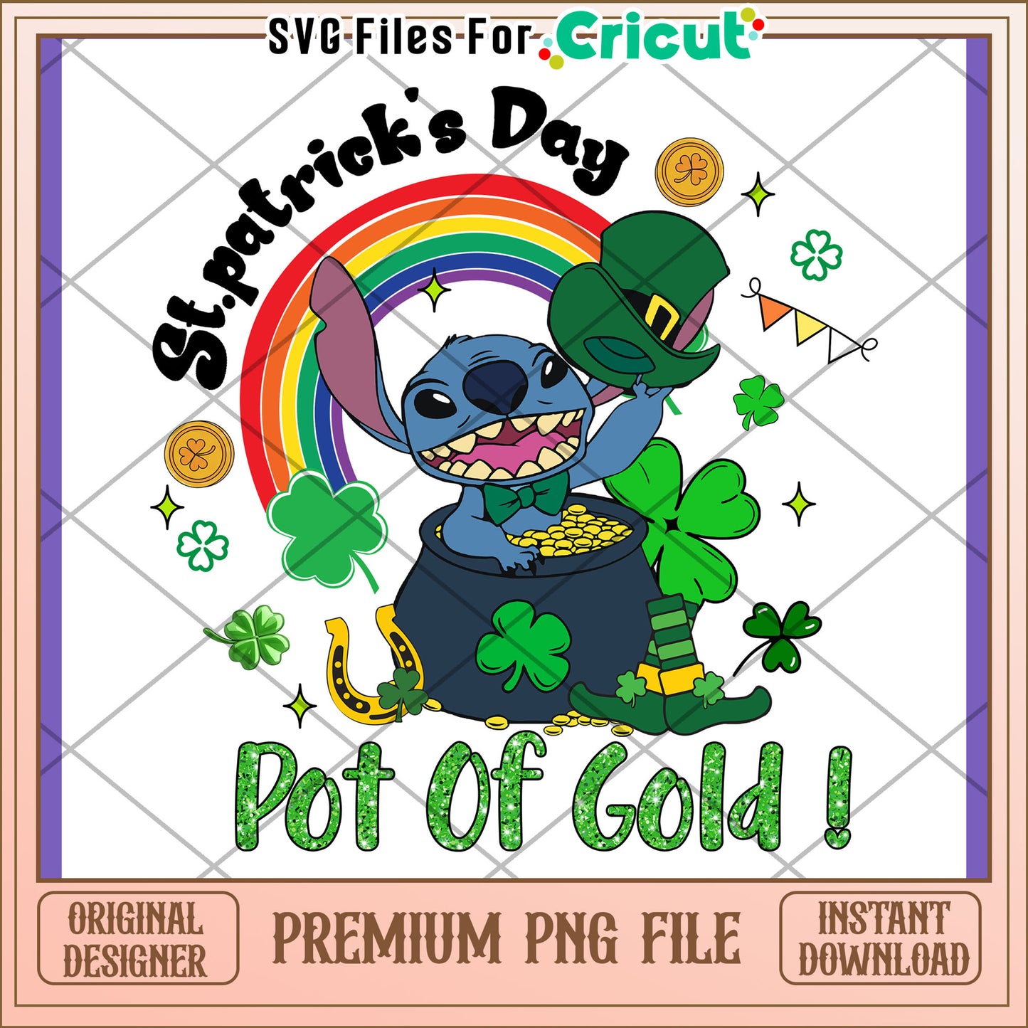 Stitch St Patricks Day PNG Pot of Gold