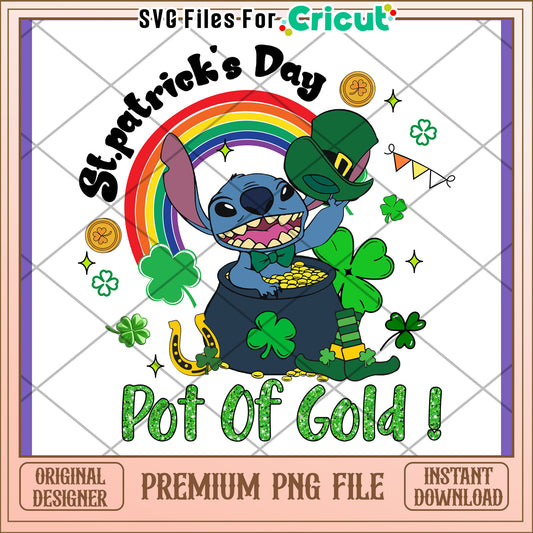 Stitch St Patricks Day PNG Pot of Gold