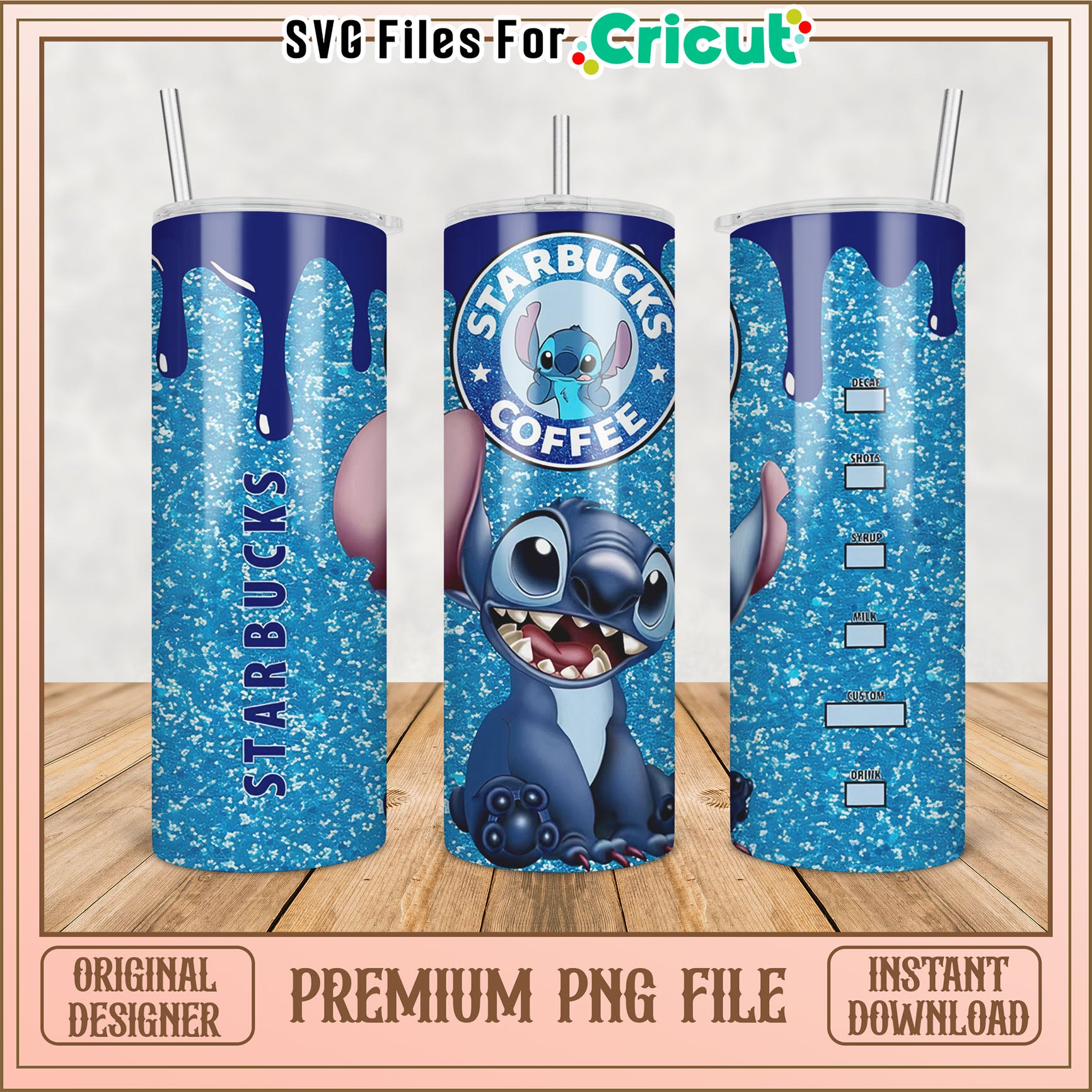 Stitch Starbucks Tumbler PNG Design