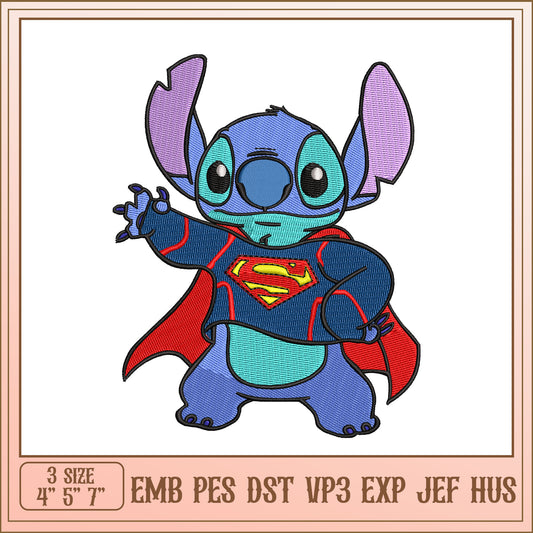 Stitch Superman Embroidery Design