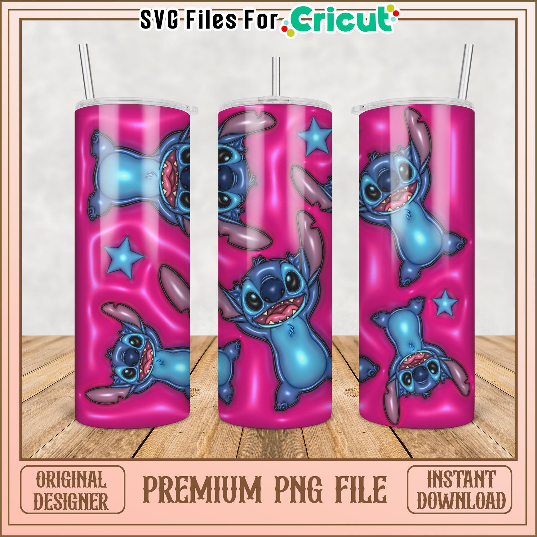 Stitch Tumbler Design PNG File for Cricut Crafting Projects
