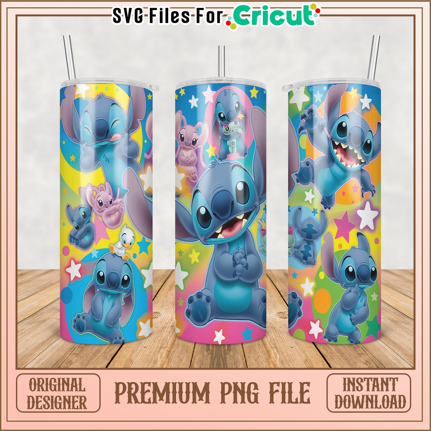 Stitch Tumbler PNG Design Download