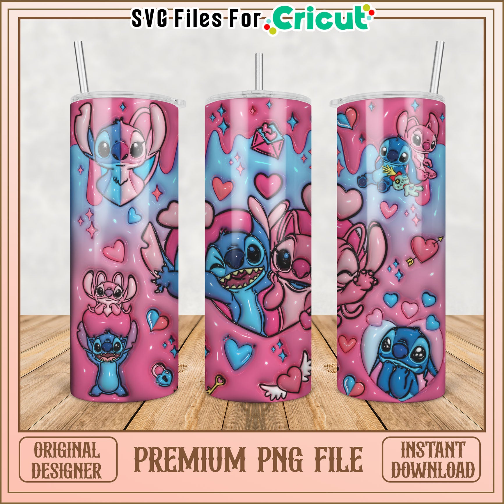 Stitch Tumbler PNG Design Premium Instant Download