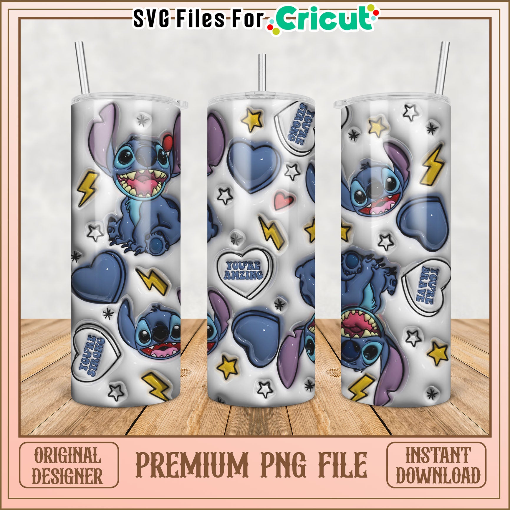 Stitch Tumbler PNG Design Sublimation Instant Download