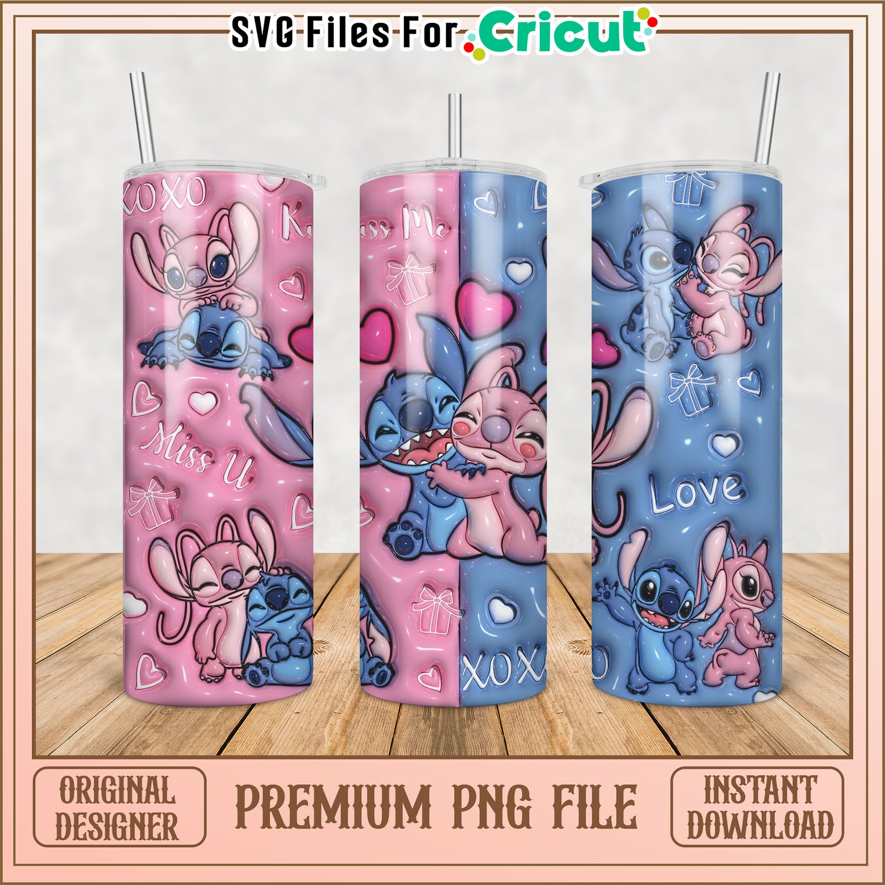 Stitch Tumbler PNG Design Valentines Day