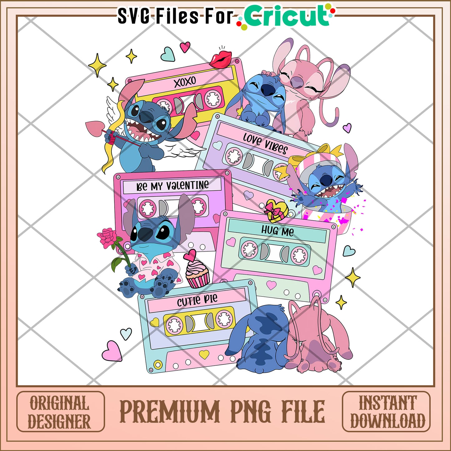 Stitch Valentine Cassette Tape PNG