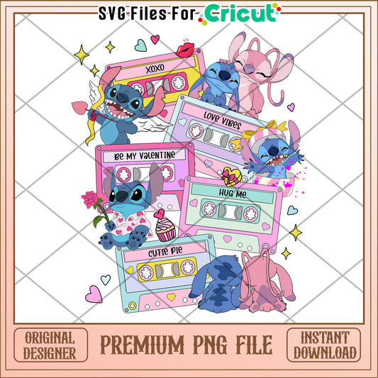 Stitch Valentine Cassette Tape PNG
