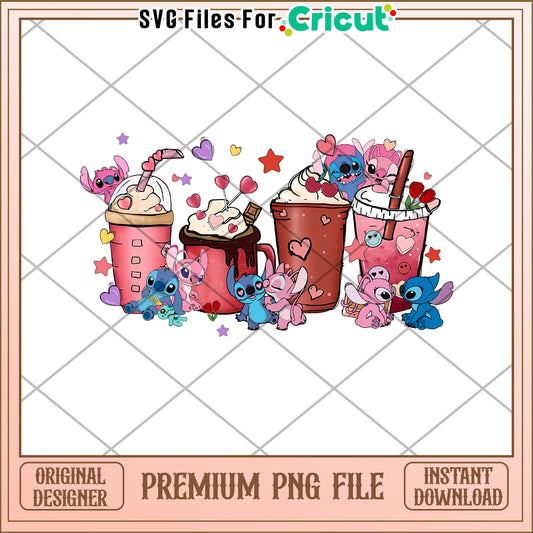 Stitch Valentine Drinks PNG