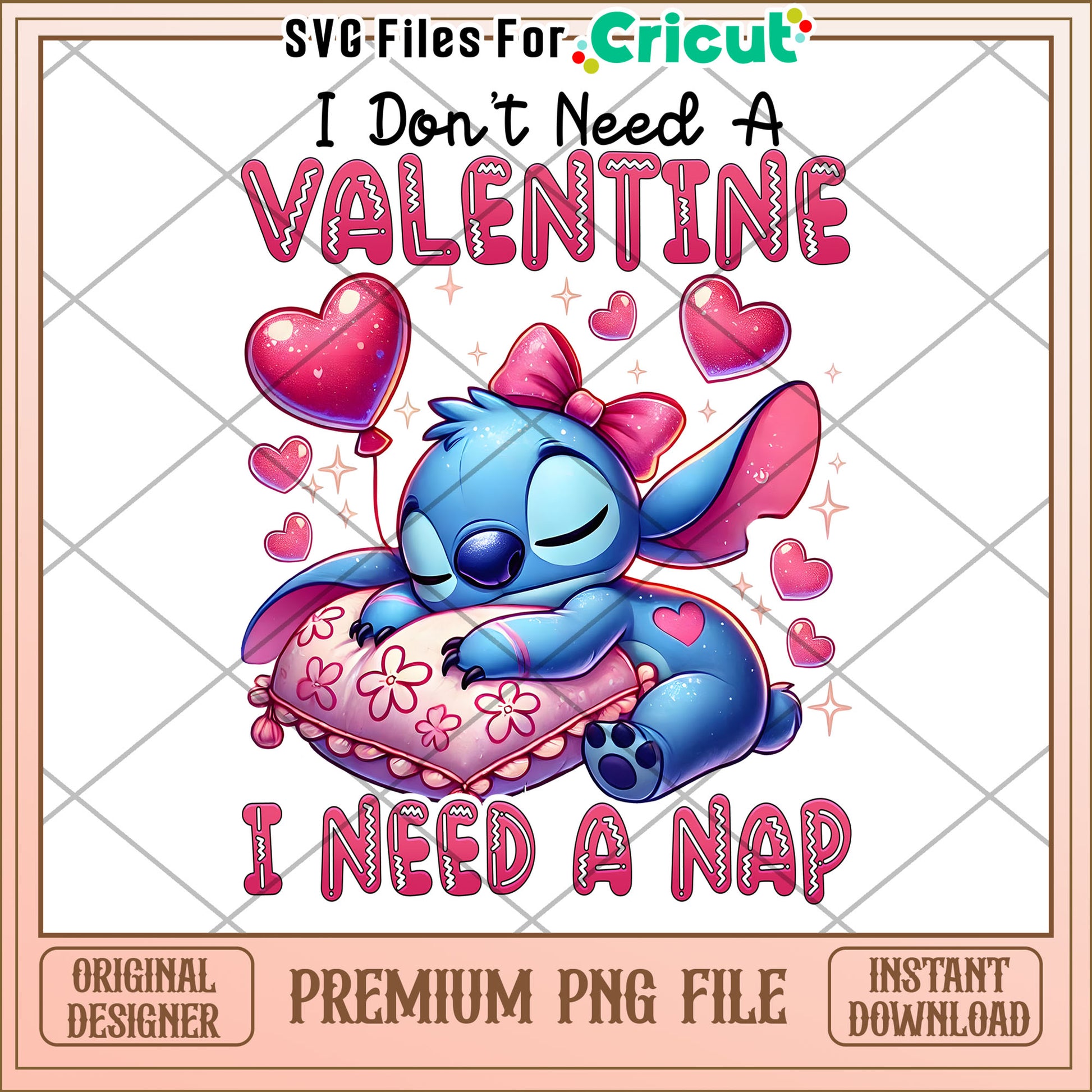 Stitch Valentine Nap PNG Download