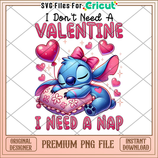 Stitch Valentine Nap PNG Download