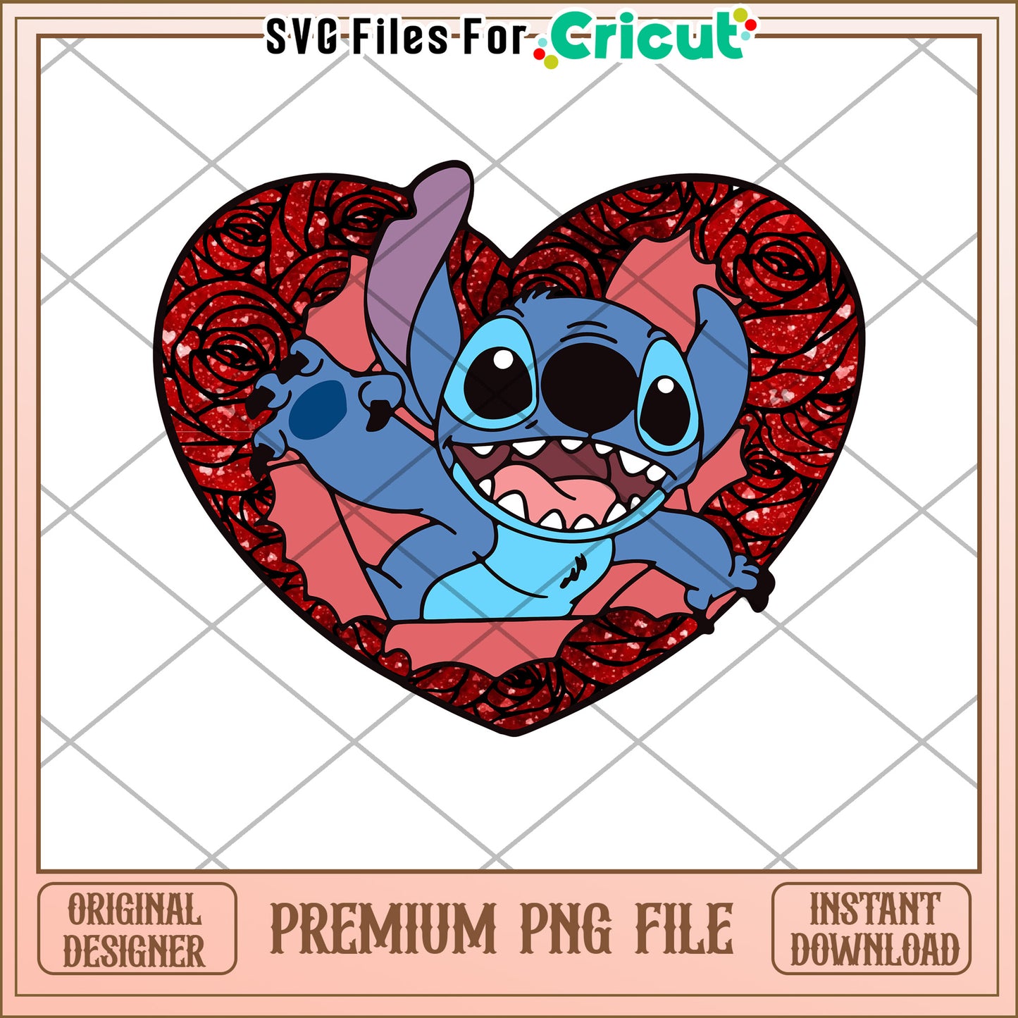 Stitch Valentine PNG Heart Roses Download