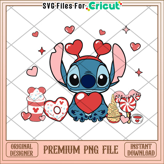 Stitch Valentine PNG Sublimation Design