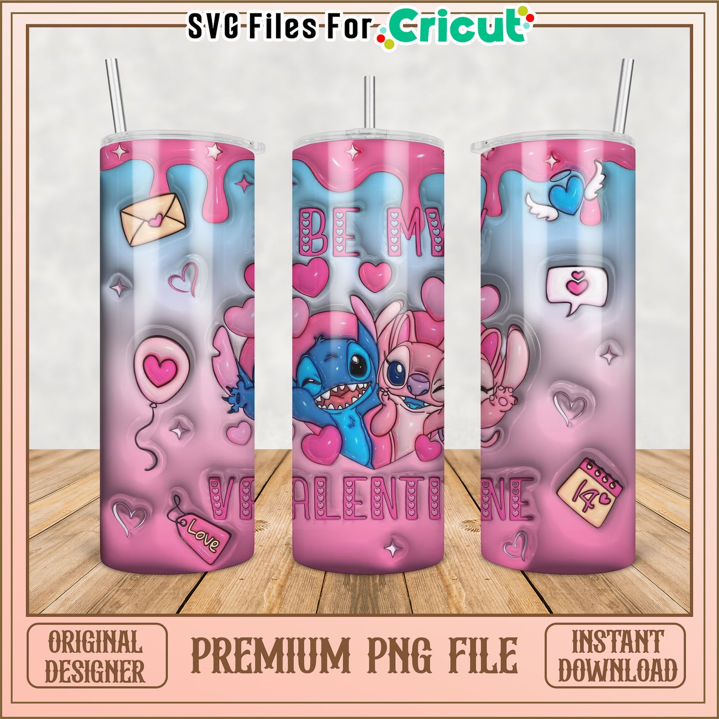 Stitch Valentine Tumbler PNG Design