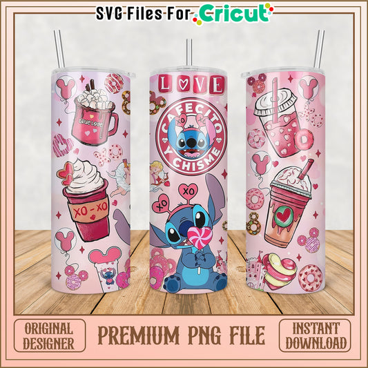 Stitch Valentines Day PNG Tumbler Design