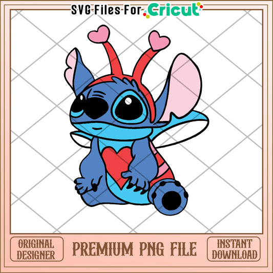 Stitch Valentines PNG Cricut File