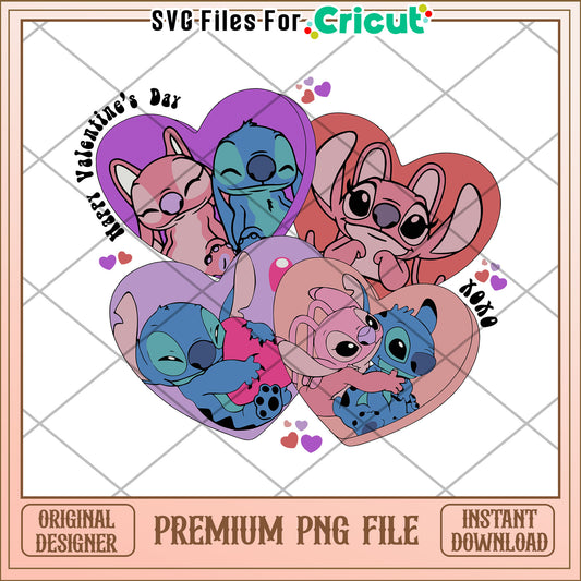 Stitch Valentines PNG Cricut File