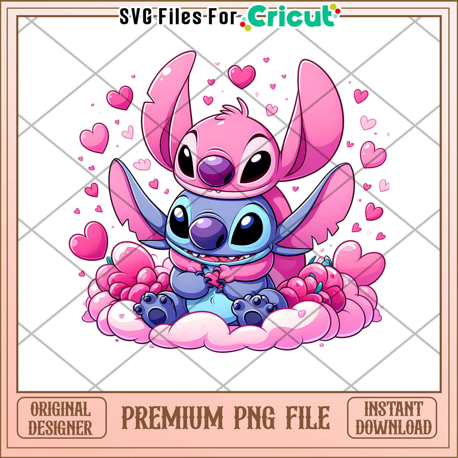 Stitch Valentines PNG Cute Couple Design