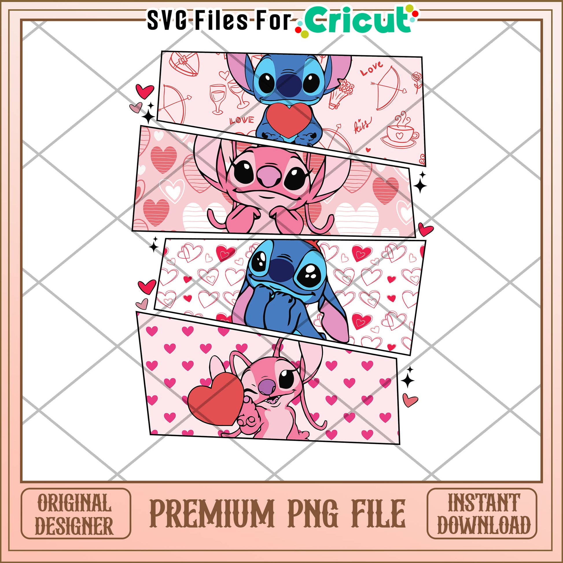 Stitch Valentines PNG Sublimation Design