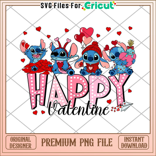 Stitch Valentines PNG Sublimation Design