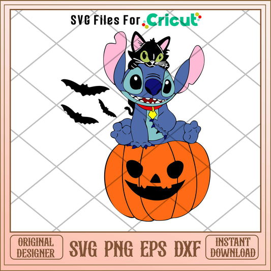 Stitch Witch And Pumpkin svg, Disney characters svg, Digital Download