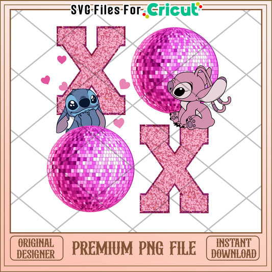 Stitch XO Disco Ball PNG