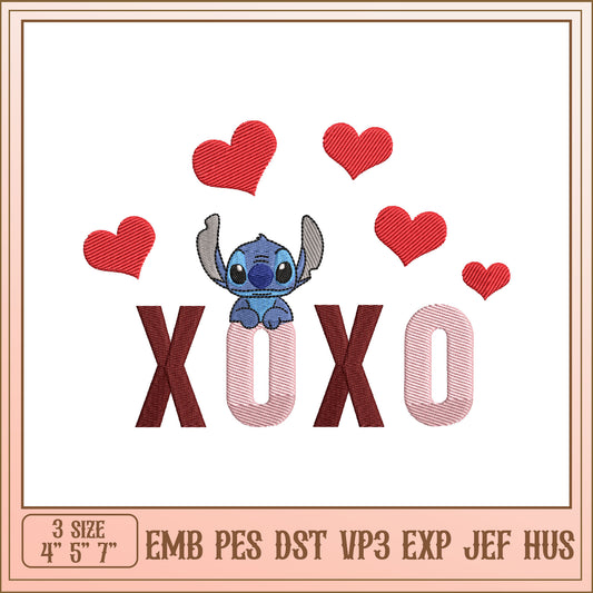 Stitch XOXO Embroidery Design