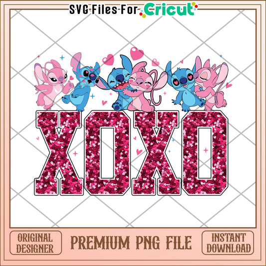 Stitch XOXO Glitter PNG Valentines