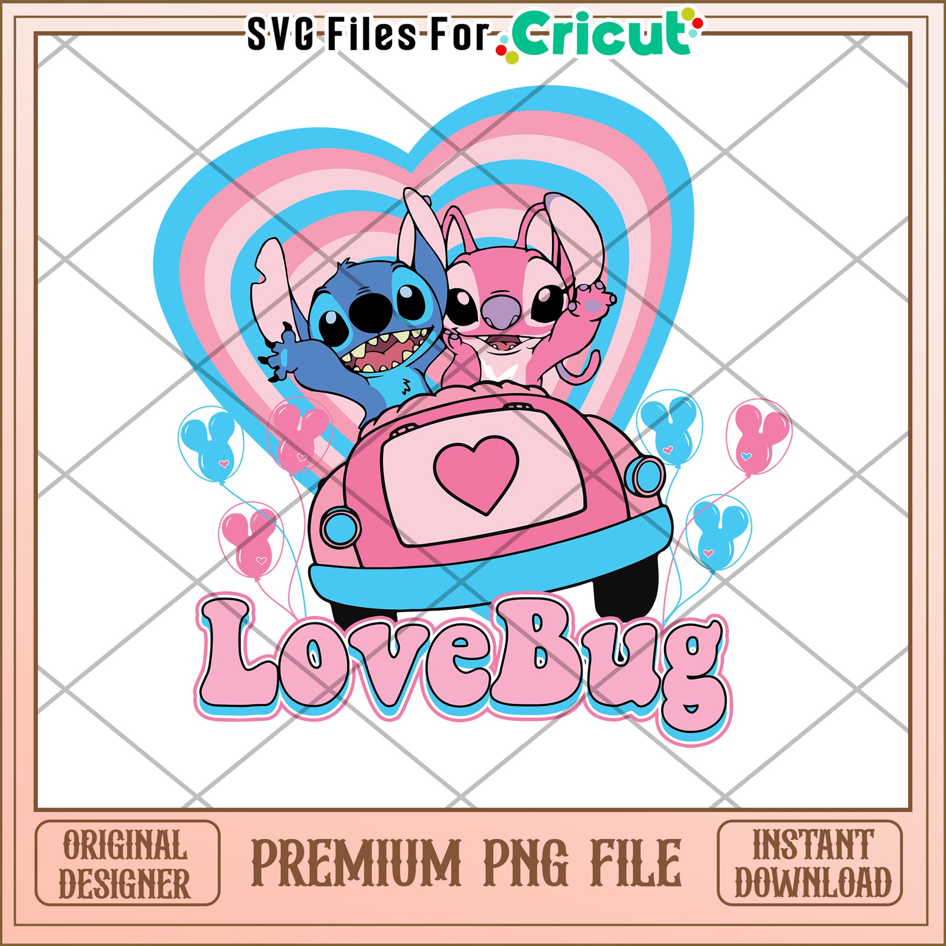 Stitch & Angel LoveBug PNG