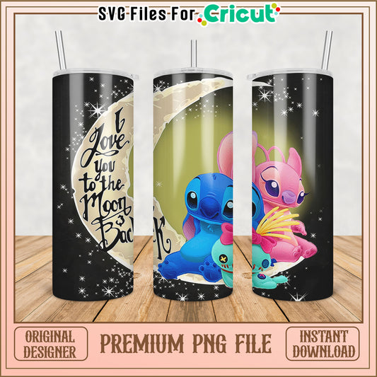 Stitch & Angel Moon Tumbler PNG