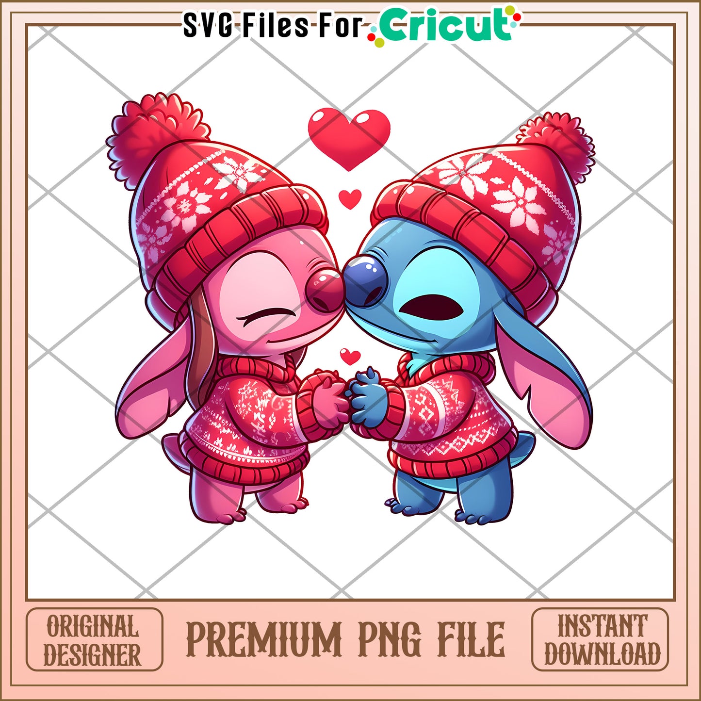 Stitch & Angel PNG Christmas Sweater Design