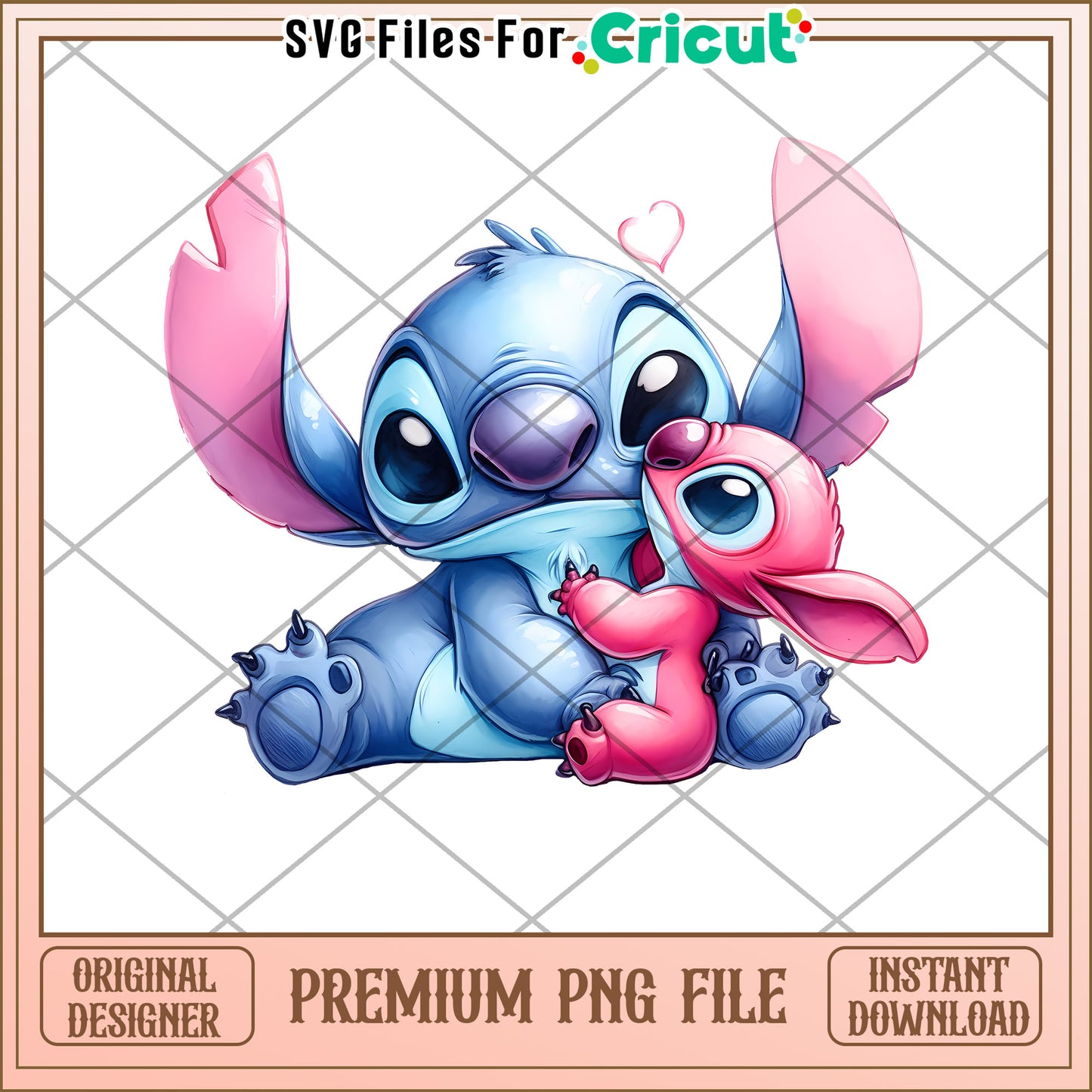 Stitch & Angel PNG Cute Couple Design