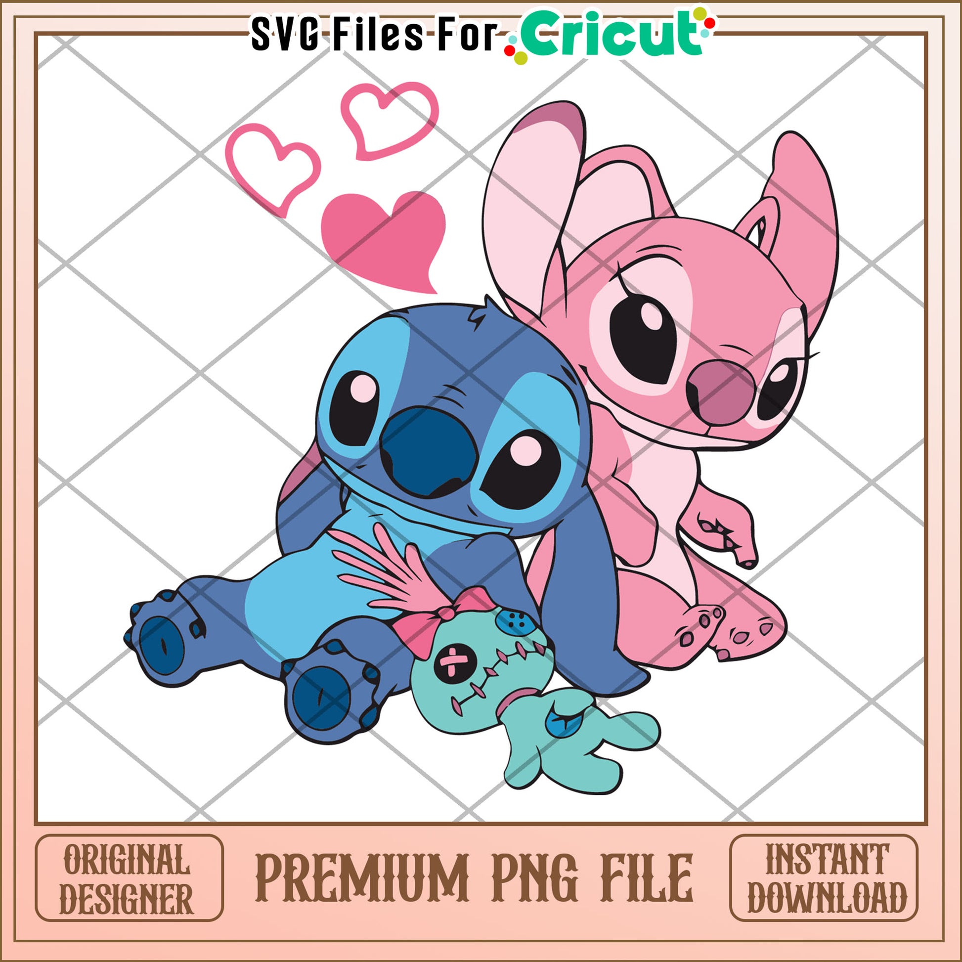 Stitch & Angel PNG Cute Couple Design