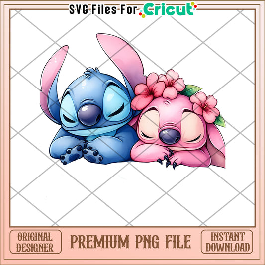 Stitch & Angel PNG Cute Couple Download