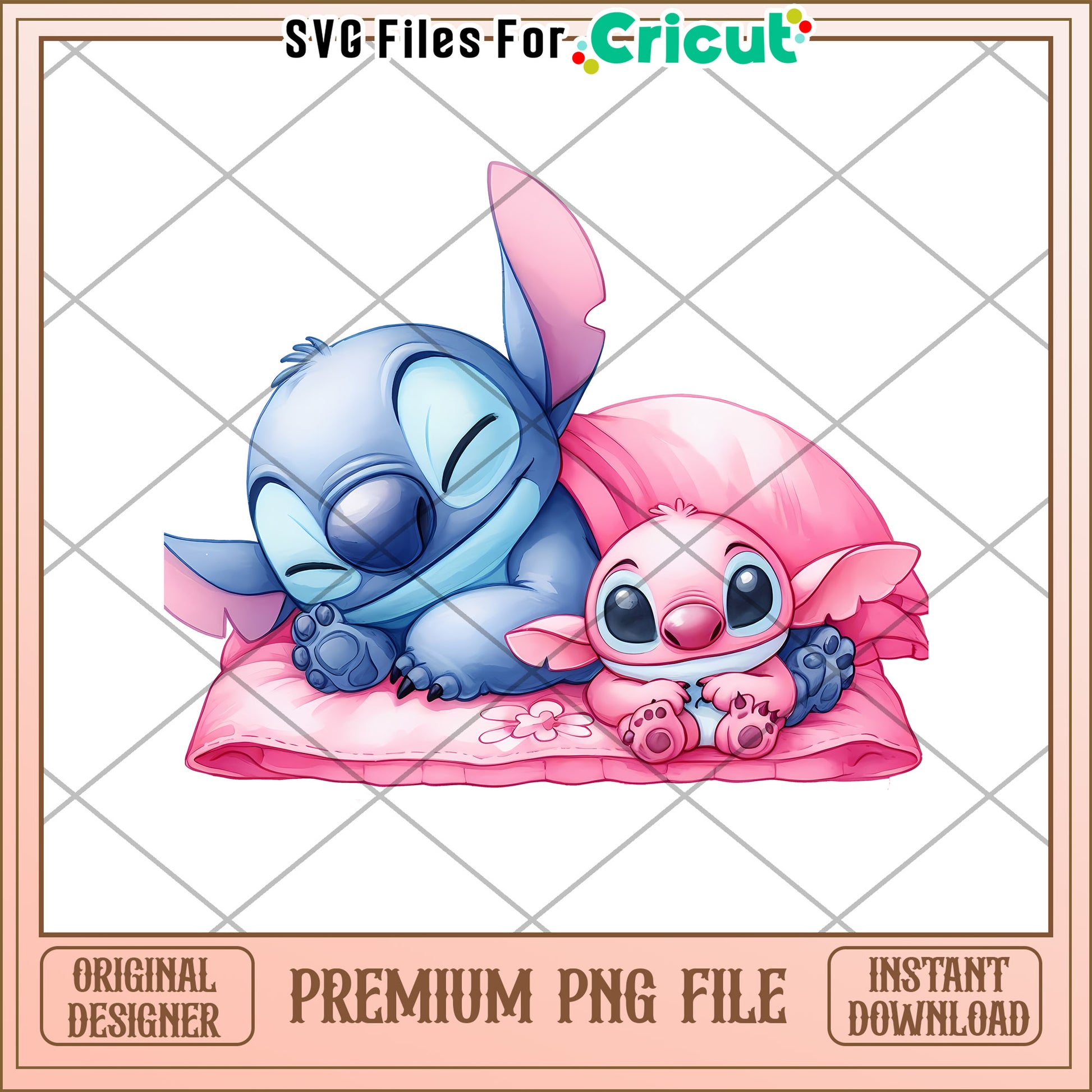 Stitch & Angel PNG Cute Sleeping Duo