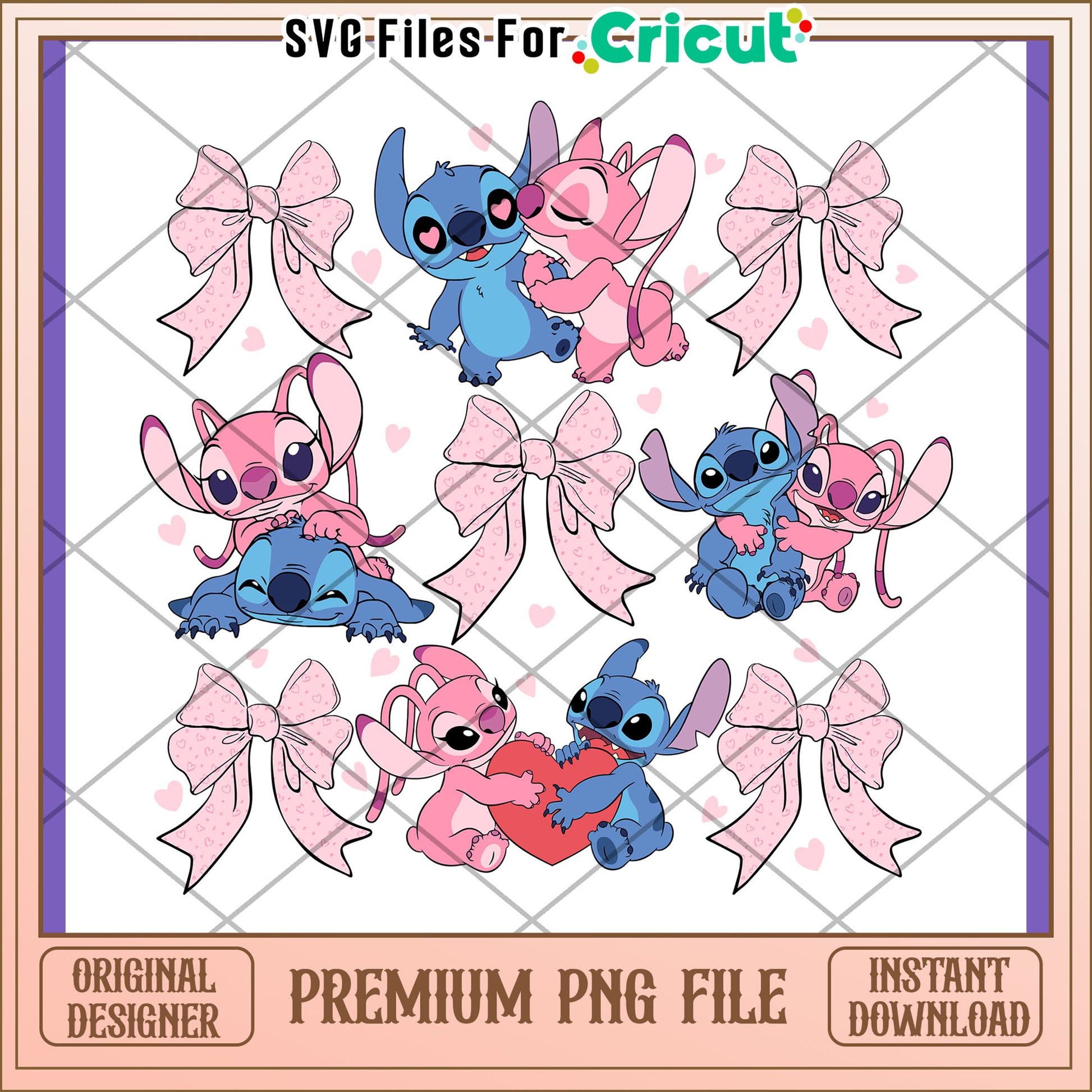 Stitch & Angel PNG Valentine's Design