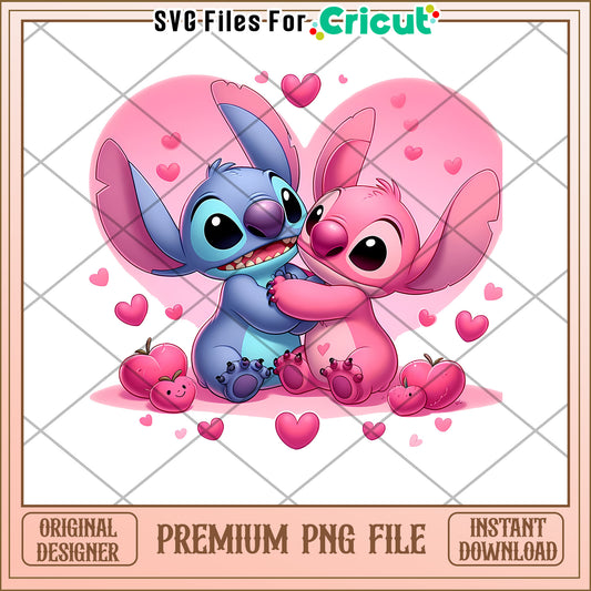 Stitch & Angel PNG Valentines Day Clipart